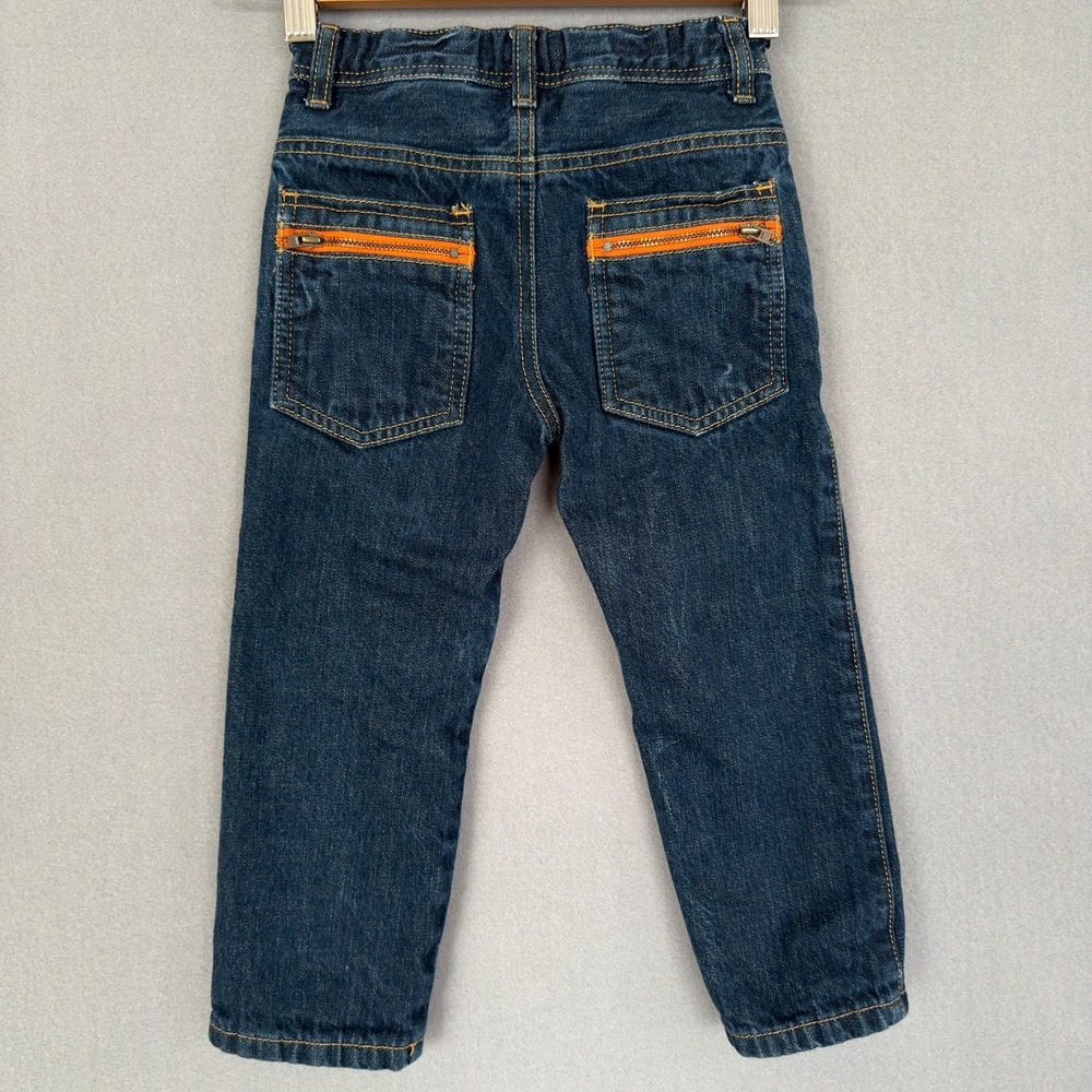 Mini Boden Flannel Lined Denim Jeans Boys Size 3T Navy Blue Cotton Pants - Picture 9 of 15